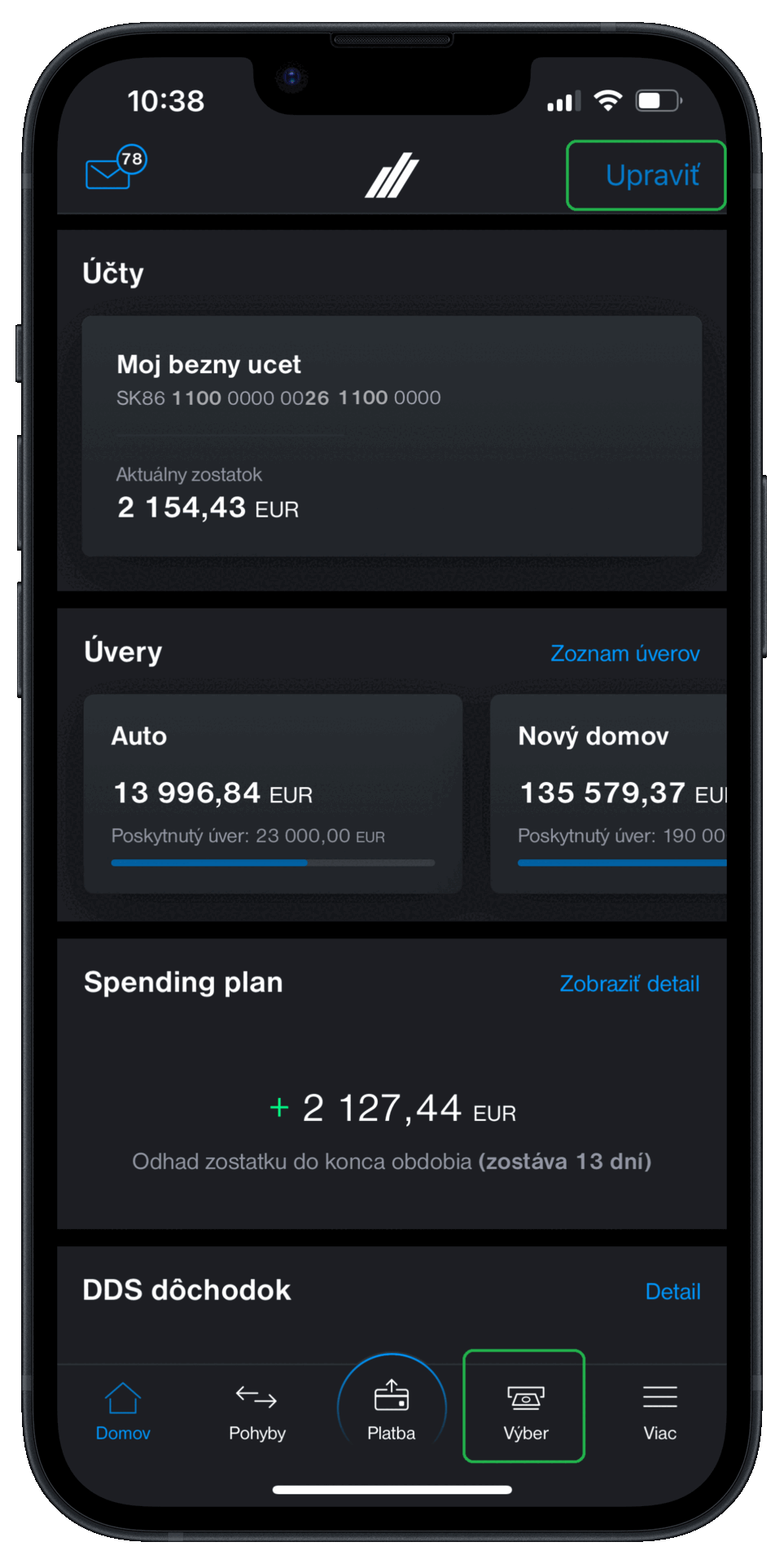 Prispôsobenie spodného menu | Tatra banka