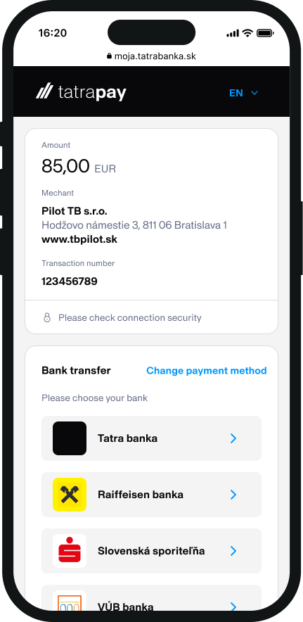 Payment by bank transfer | Tatra banka Payment by bank transfer