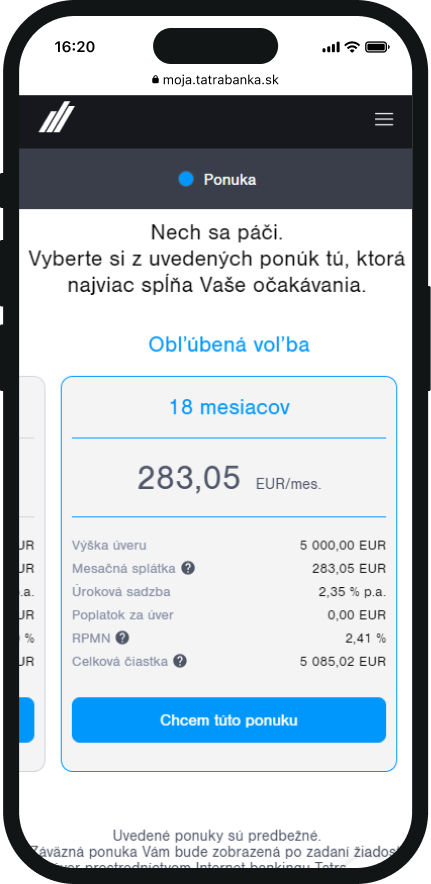 Pay for the goods by loan | Tatra banka Pay for the goods by a loan